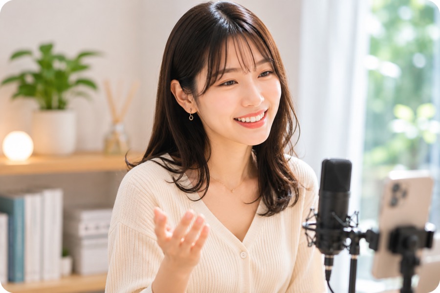 他アプリ経験を活かしてスマホでColorSing配信をするライバーのイメージ